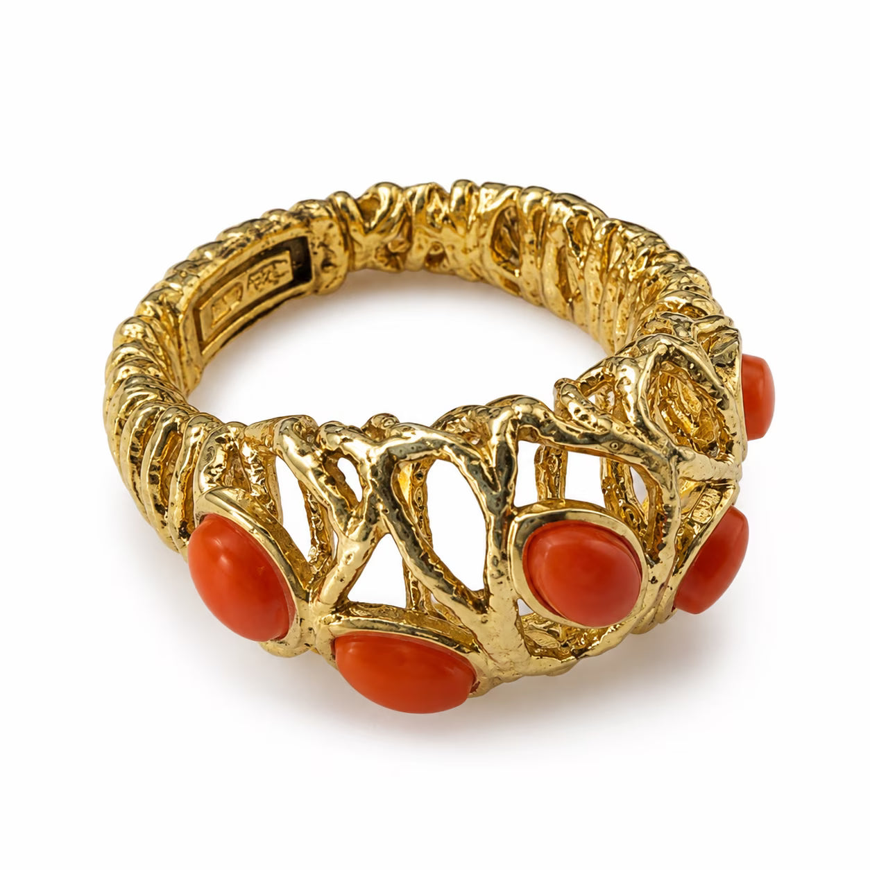 Pozlaćeni srebrni prsten s koraljem