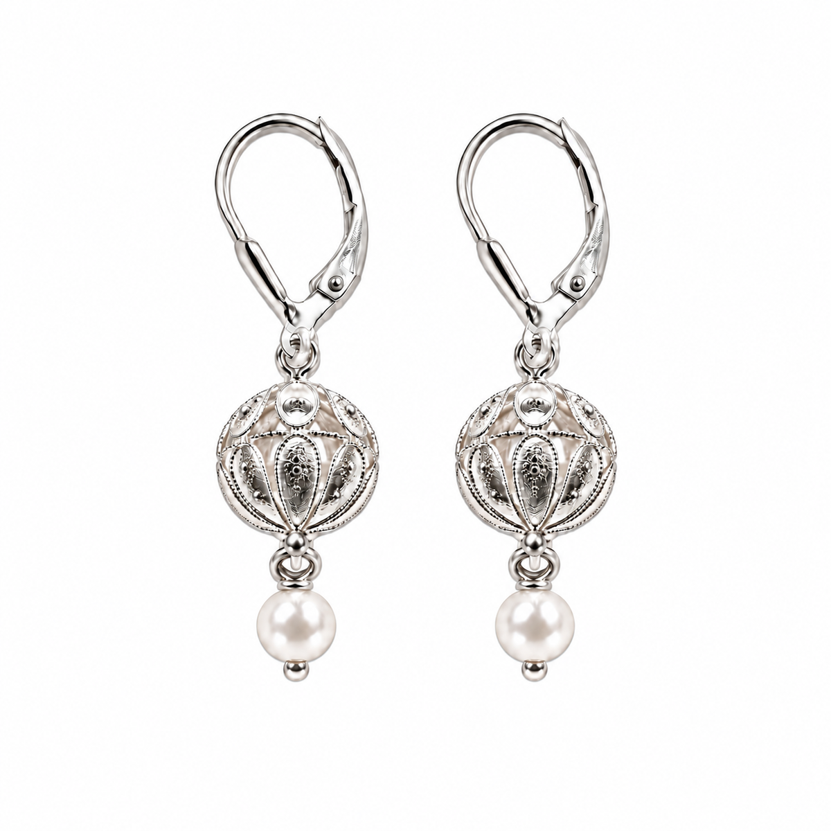 Srebrne naušnice Tradicija s biserom WU63 Klara Jewelry
