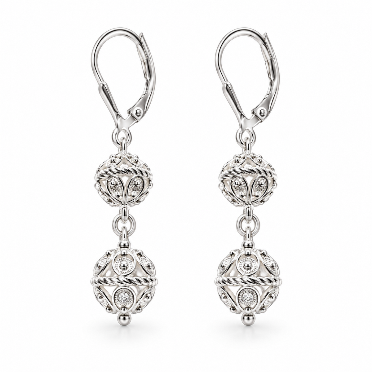 Srebrne viseće naušnice Tradicija WU64 Klara Jewelry