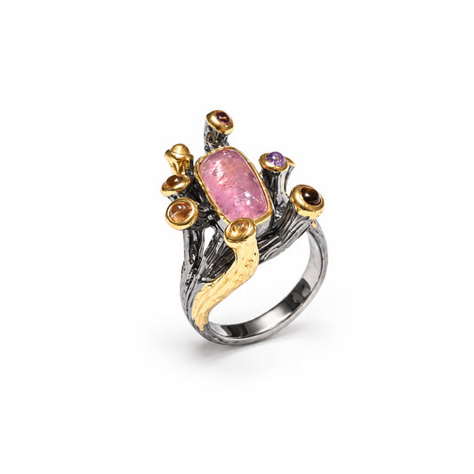 Silver ring with tourmaline