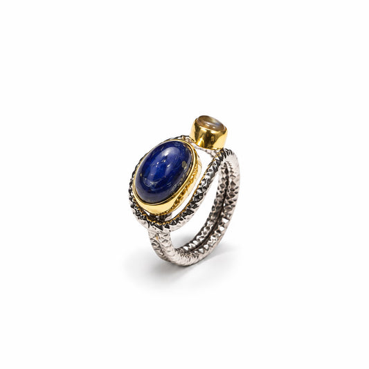 Srebrni prsten s pozlatom, kijanitom i citrinom DWP168