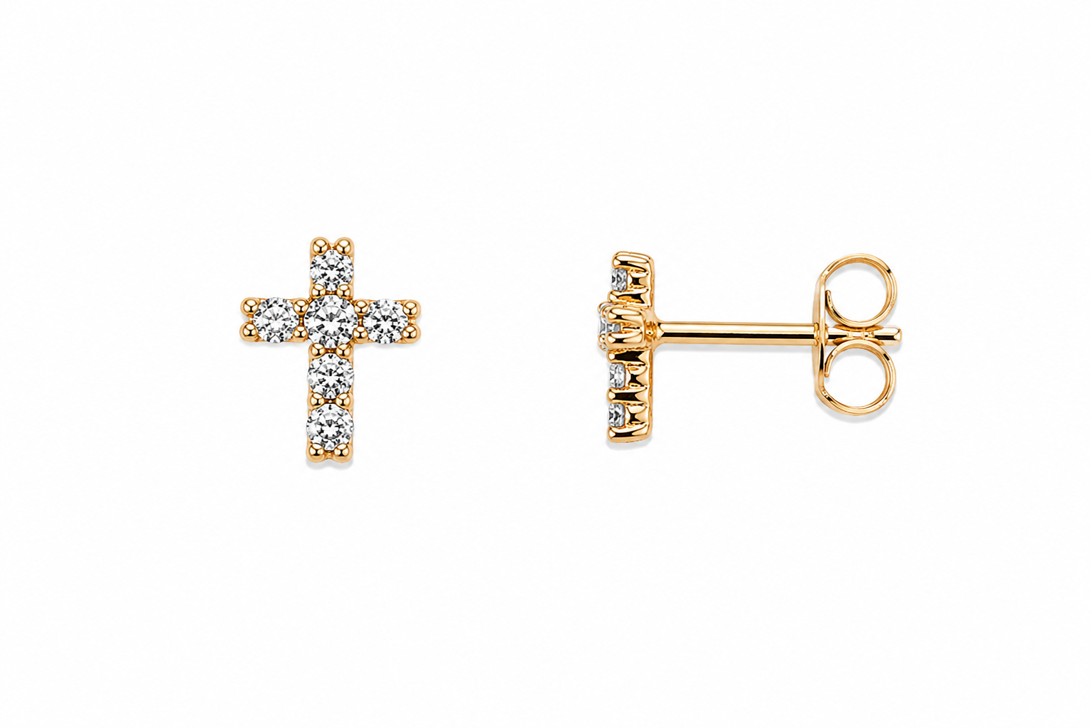 Naušnice zlatne 14KT štift križ s cirkonima

Ove elegantne štift naušnice izrađene su od 14-karatnog žutog zlata u obliku križa te su ukrašene cirkonima koji im daju nježan sjaj i profinjen izgled. Njihova veličina od 0,7 cm i širina od 0,5 cm pružaju diskretan i simboličan dojam. Idealne su za svakodnevno nošenje ili kao poseban poklon, dodajući suptilan i značajan detalj vašem stilu.
