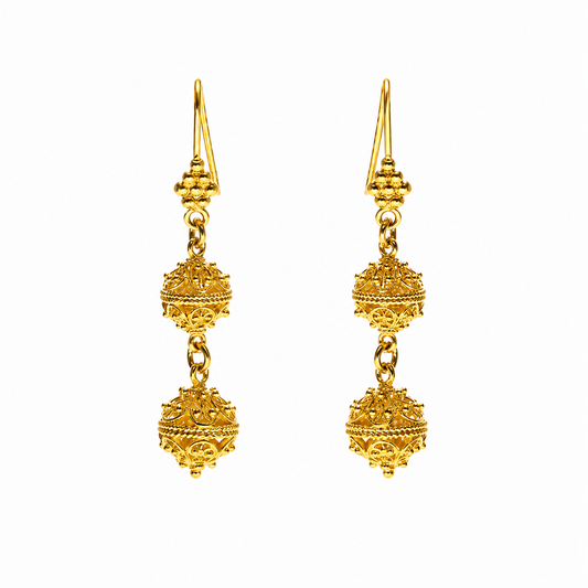Naušnice zlatne 14KT Tradicija duge

Ove elegantne naušnice izrađene su od 14-karatnog žutog zlata i inspirirane su tradicionalnim dizajnom koji odiše bezvremenskom ljepotom. Njihova dužina od 5 cm i širina od 1,5 cm pružaju izdužen i profinjen izgled. Idealne su za posebne prigode ili svečane trenutke, dodajući luksuzan i upečatljiv detalj vašem stilu.