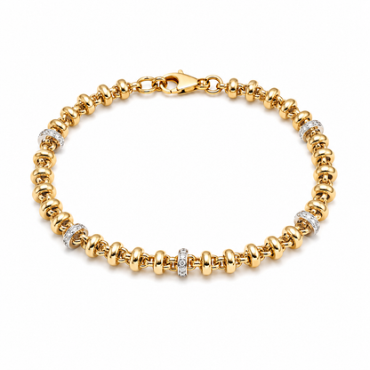 Narukvica zlatna 14KT

Ova elegantna narukvica izrađena je od 14-karatnog žutog zlata i odiše bezvremenskom sofisticiranošću. Njezina dužina od 20 cm osigurava ugodno nošenje i savršeno pristajanje na zapešću. Zahvaljujući klasičnom dizajnu, idealna je za svakodnevno nošenje ili posebne prigode, dodajući suptilan i luksuzan detalj vašem stilu.