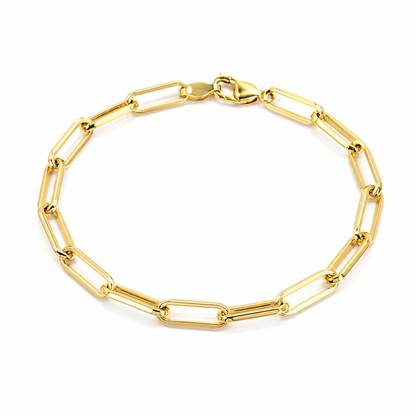 Narukvica zlatna 14KT

Ova elegantna narukvica izrađena je od 14-karatnog žutog zlata. Njezina dužina od 20 cm osigurava ugodno nošenje i savršeno pristajanje na zapešću. Zahvaljujući bezvremenskom dizajnu, idealna je za svakodnevno nošenje ili posebne prigode, dodajući suptilan i luksuzan detalj vašem stilu.