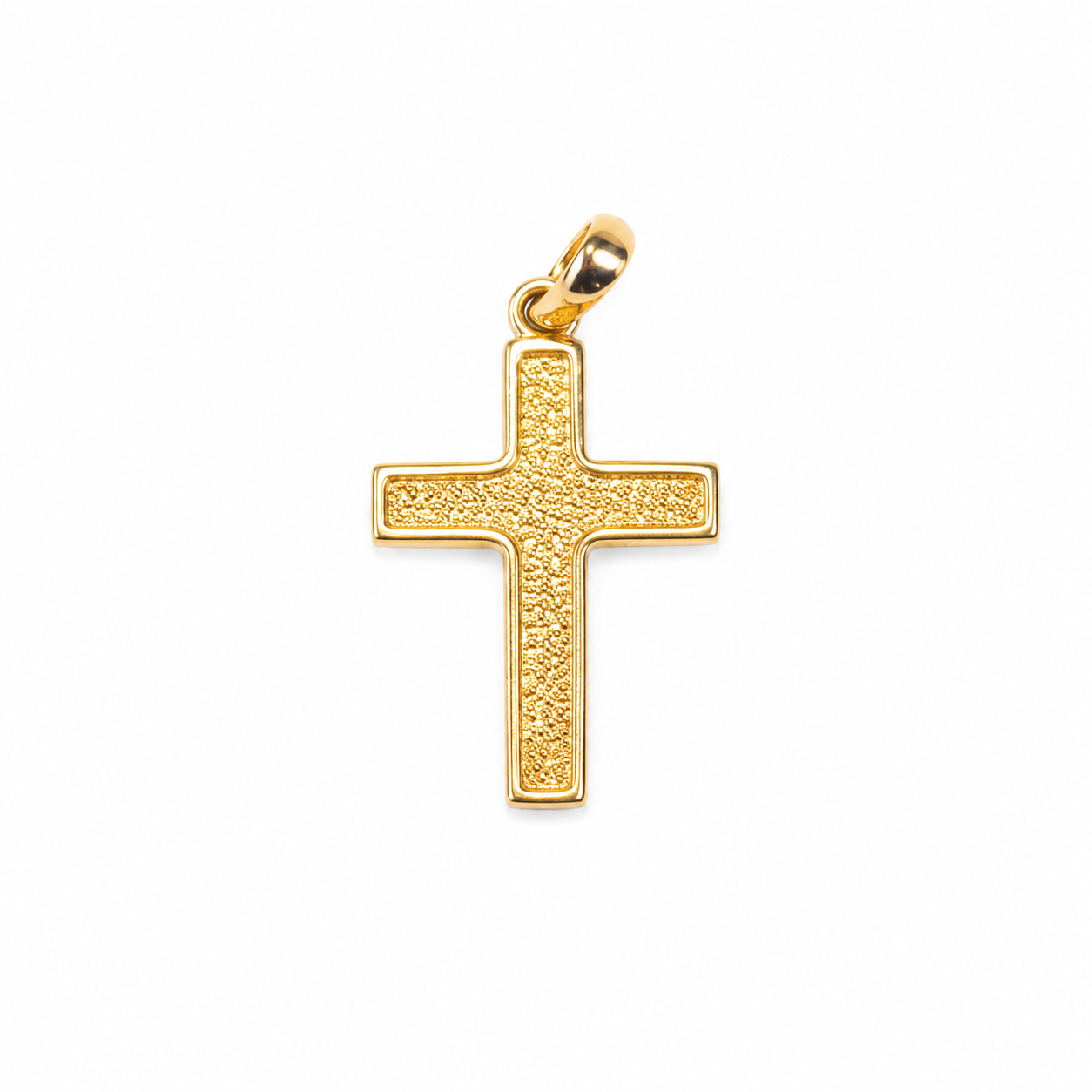 Privjesak križ od zlata 14KT u žutom tonu, dimenzije 1.5 cm x 1 cm.